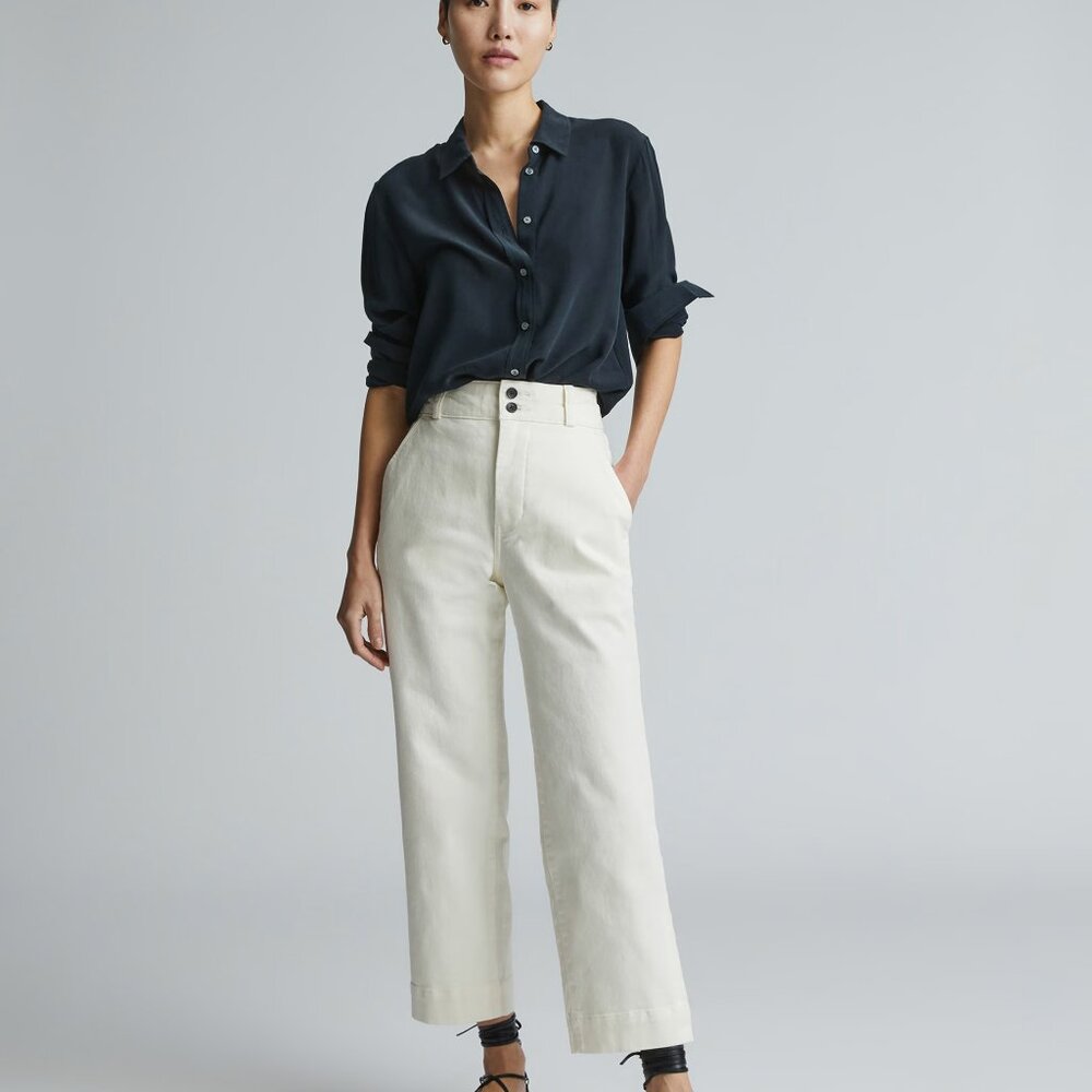 Everlane Organic Cotton Cropped Pants in Bone